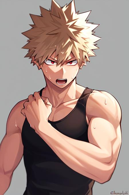 12049-1452734872-horikoshi kouhei, 1boy, absurdres, bakugou katsuki, bare shoulders, black tank top, blonde hair, blurry, blurry background, boku.png